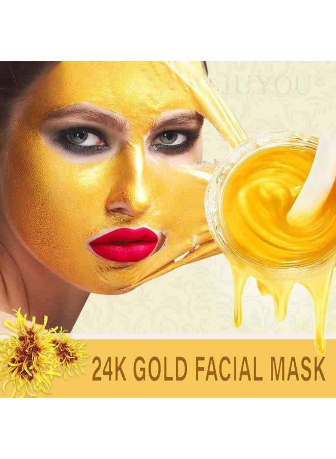 JUYOU 24K Gold Facial Mask / 24K Gold Tearing Mask, Anti-Aging Face Mask For Flawless Skin, Reduces the Appearances OF Fine Lines & Wrinkles, Clears Acne, Minimizes Pores, Moisturizes & Firms Our Skin - Image 2