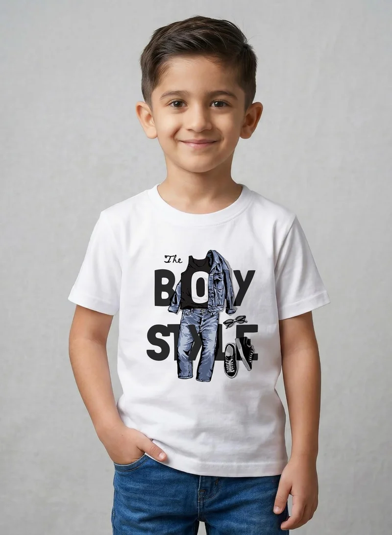 Funkaar White Funkaar Round Neck Boys Style T Shirt for Men | Best Price UAE