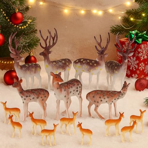 Soaoo 60 Pcs Mini Plastic Deer Figurines Small Deer Cake Toppers Decoration Miniature Forest Animals Reindeer Figures Christmas Woodland Creatures Mini Animal Woodland Cake Decoration Gifts Crafts - Image 5