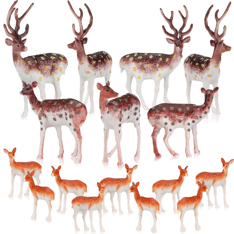 Soaoo 60 Pcs Mini Plastic Deer Figurines Small Deer Cake Toppers Decoration Miniature Forest Animals Reindeer Figures Christmas Woodland Creatures Mini Animal Woodland Cake Decoration Gifts Crafts - Image 3