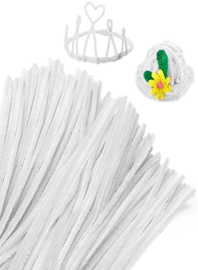 Murtenze 100 Pieces Flexible Pipe Cleaners, White Chenille Stems Craft Supplies, 6 mm x 12 Inch for DIY Crafts Project/Decorators - Image 1