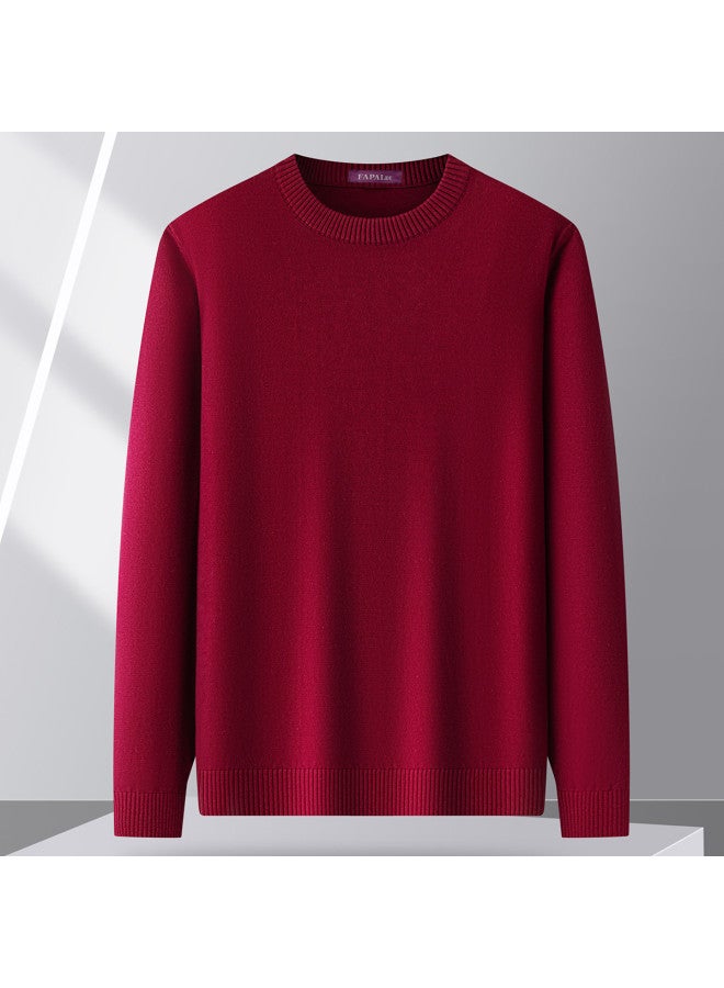 Fapai Men's Sweater Men's Warm Comfortable Knitwear Simple Solid Color Pullover Round Neck Sweater - Image 3