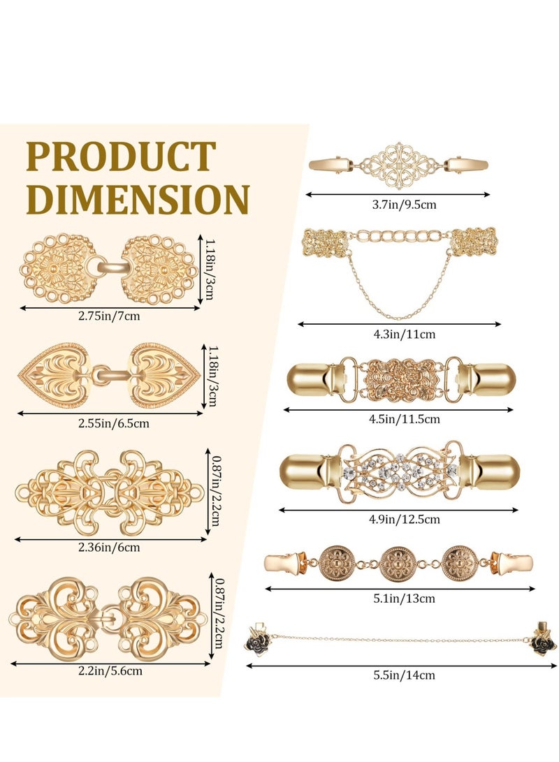 Excefore Retro Cardigan Clip, 10 Pcs Vintage Sweater Swirl Clip, Antique Flowers Pattern Sweater Shawl Clips, Dresses Shawl Clip, Shirt Brooch Clip for Women, for Women Girls - Image 2