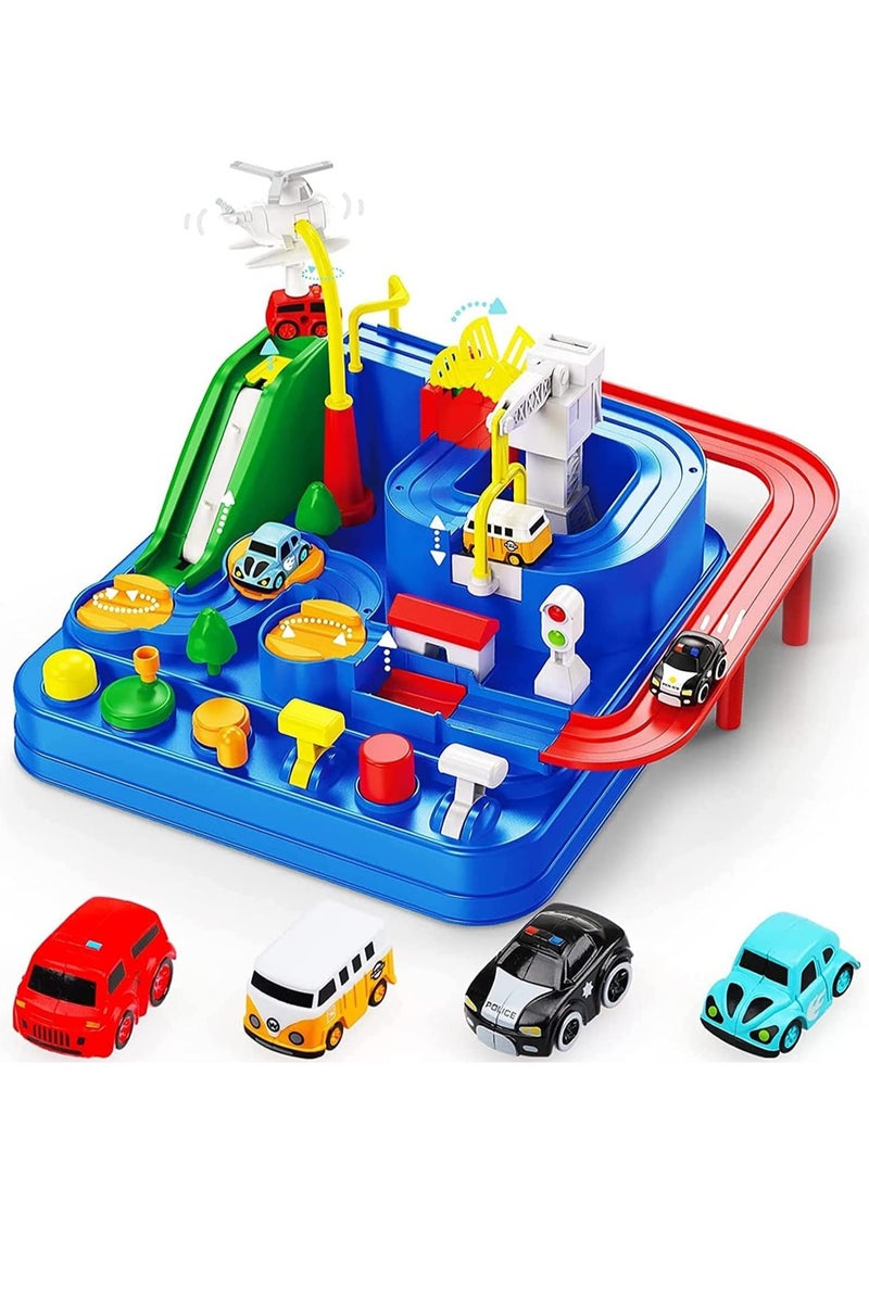 Car Adventure Toys, City Rescue Preschool Educational Toy Vehicle, Parent-Child Interactive Train Toy, Puzzle Car Race Tracks Parking Playsets for kids