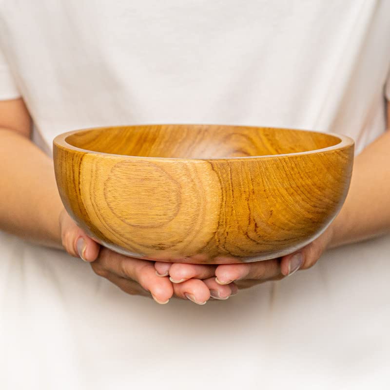 Rainforest Bowls Rainforest Bowls Set of 2 6"" Regular Round Javanese Teak Wood Bowls- Perfect for Everyday Use  Hot & Cold Friendly  Ultra-Durable- Premium Solid Wooden Bowls Handcrafted by Indonesian Artisans - Image 4