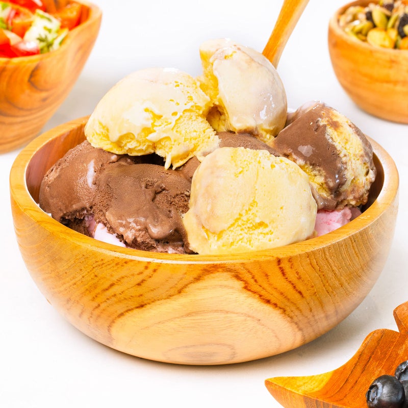 Rainforest Bowls Rainforest Bowls Set of 2 6"" Regular Round Javanese Teak Wood Bowls- Perfect for Everyday Use  Hot & Cold Friendly  Ultra-Durable- Premium Solid Wooden Bowls Handcrafted by Indonesian Artisans - Image 2