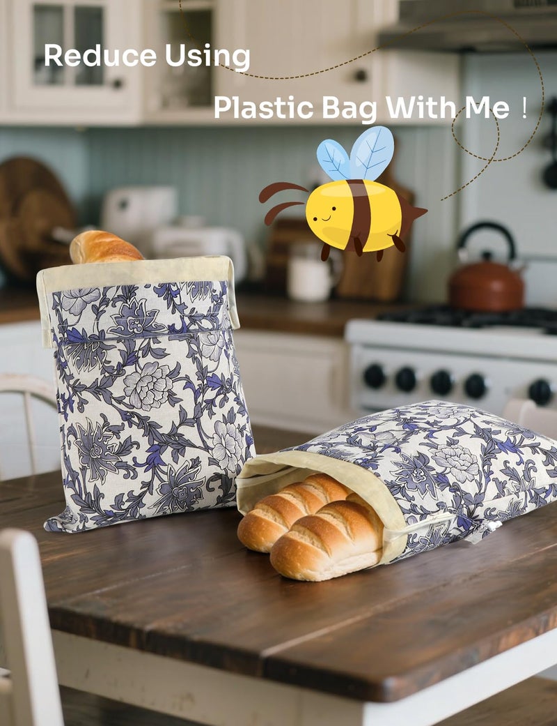 bomis Reusable Bread Bags for Homemade Bread, 2 Pack XL Cotton Beeswax Bag for Sourdough, Beeswax Bags, Sourdough Storage Bag - Image 3