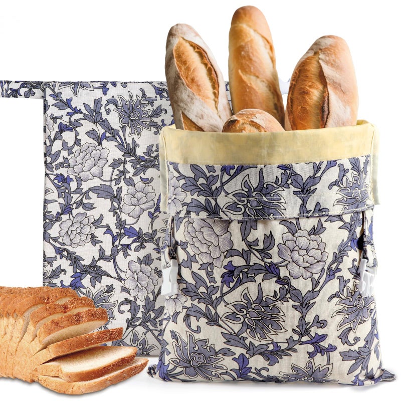 bomis Reusable Bread Bags for Homemade Bread, 2 Pack XL Cotton Beeswax Bag for Sourdough, Beeswax Bags, Sourdough Storage Bag - Image 1