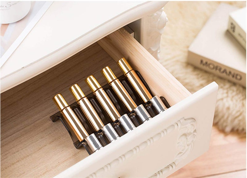 Han Sheng 8 Pcs Shelf Essential Oils Storage Racks Oil Bottles Expandable Essential Oil Holders Convenient Storage For Organizing Displaying Spice Oils Racks (Black) - Image 4