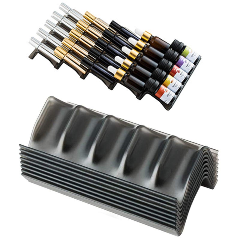 Han Sheng 8 Pcs Shelf Essential Oils Storage Racks Oil Bottles Expandable Essential Oil Holders Convenient Storage For Organizing Displaying Spice Oils Racks (Black) - Image 1