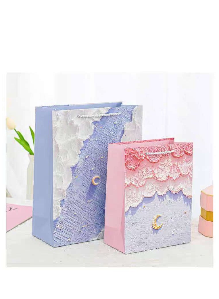10 قطع من أكياس الهدايا الفاخرة لعيد رمضان والعيد، أكياس ورقية قابلة للطي وإعادة الاستخدام، لوحة زيتية إبداعية ثلاثية الأبعاد - Image 4
