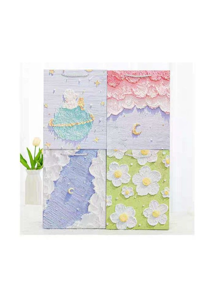 10 قطع من أكياس الهدايا الفاخرة لعيد رمضان والعيد، أكياس ورقية قابلة للطي وإعادة الاستخدام، لوحة زيتية إبداعية ثلاثية الأبعاد - Image 2