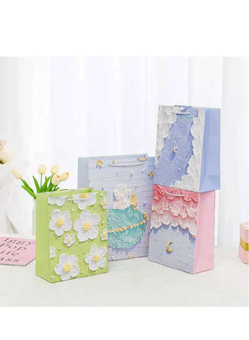 10 قطع من أكياس الهدايا الفاخرة لعيد رمضان والعيد، أكياس ورقية قابلة للطي وإعادة الاستخدام، لوحة زيتية إبداعية ثلاثية الأبعاد - Image 5