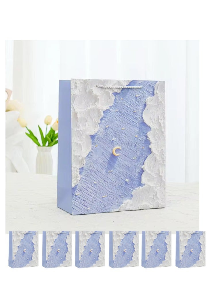 10 قطع من أكياس الهدايا الفاخرة لعيد رمضان والعيد، أكياس ورقية قابلة للطي وإعادة الاستخدام، لوحة زيتية إبداعية ثلاثية الأبعاد - Image 1