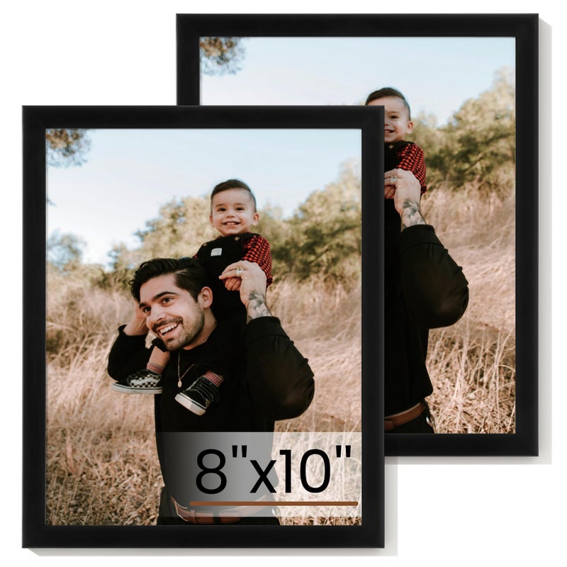 Heimlove 8x10 Picture Frame Set of 2,Display Pictures 8"x10",Black Photo Frame with Shatter Resistant Plexiglass,Picture Frames 8x10 Tabletop and Wall Mount,Poster Frame for Display Certificate Document - Image 1
