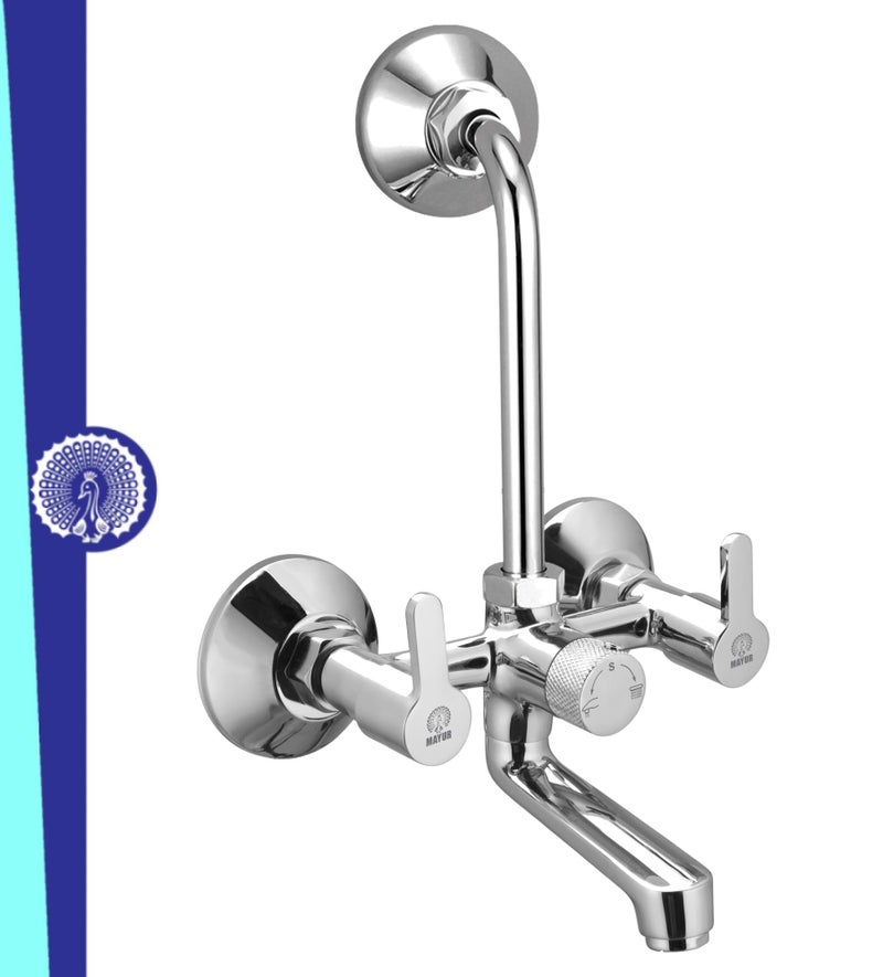MAYUR ÖCICH Brass Wall Mixer Tap for Bathroom with Overhead Shower Arrangement (Fusion) | Chrome Finish, Hot & Cold Water Mixer, 10-Year Warranty - Image 1