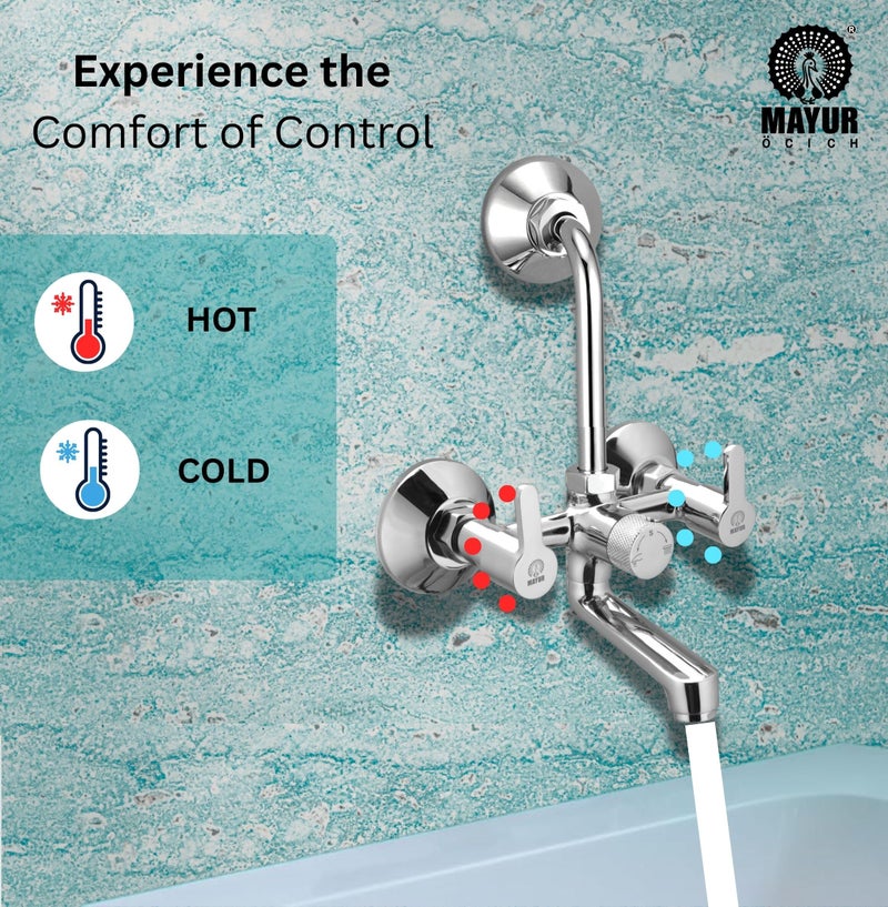 MAYUR ÖCICH Brass Wall Mixer Tap for Bathroom with Overhead Shower Arrangement (Fusion) | Chrome Finish, Hot & Cold Water Mixer, 10-Year Warranty - Image 5