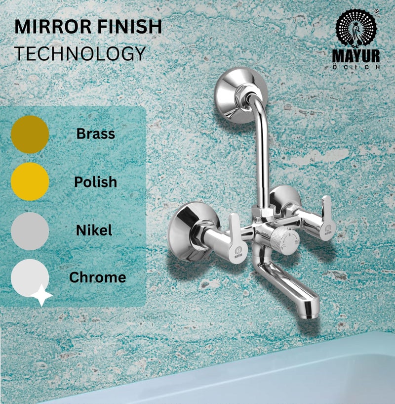 MAYUR ÖCICH Brass Wall Mixer Tap for Bathroom with Overhead Shower Arrangement (Fusion) | Chrome Finish, Hot & Cold Water Mixer, 10-Year Warranty - Image 4