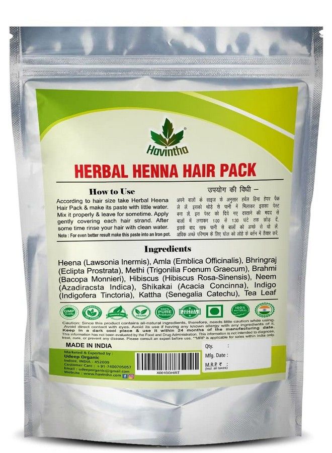 Havintha Natural Herbal Henna Hair Pack 11 Herbs Mix Mehandi Powder (227 G) - Image 3