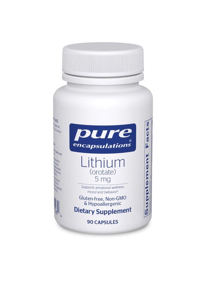 Pure Encapsulations ليثيوم أورات 5 ملغ - مكمل دعم الدماغ - مع N-أسيتيل-L-سيستين (NAC) للذاكرة وسلوك الدماغ - خالي من الغلوتين وغير معدل وراثيًا - 90 كبسولة - Image 1