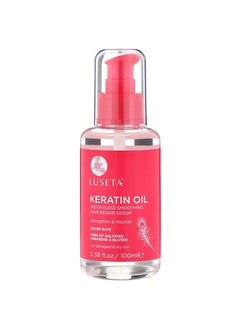 L LUSETA Luseta Keratin Hair Oil Serum for Color Treated Damaged & Dry Hair Strengthening & Nourishing, Keratin Hair Treatment Oil, Free of Sulfates, Paraben and Gluten 3.38 oz 