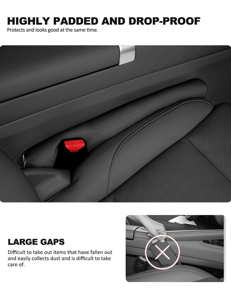 Nosxxus Leather Car Seat Gap Filler Spacer Universal Seat Gap Filler Plug for Car SUV Truck Fit Organizer Fill The Gap Between Seat and Console Stop Things from Dropping - Image 2