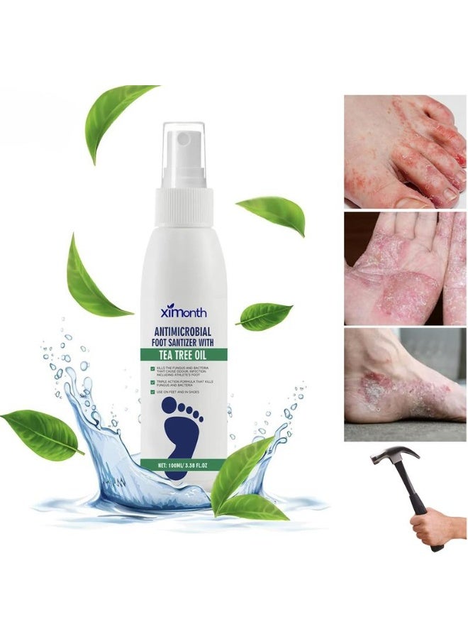 ximonth Foot Spray with Tea Tree Oil, Foot Care Dry Feet Plantar Moisturizing Deodorant, Advanced Foot and Nail Spray 100ML - Image 1