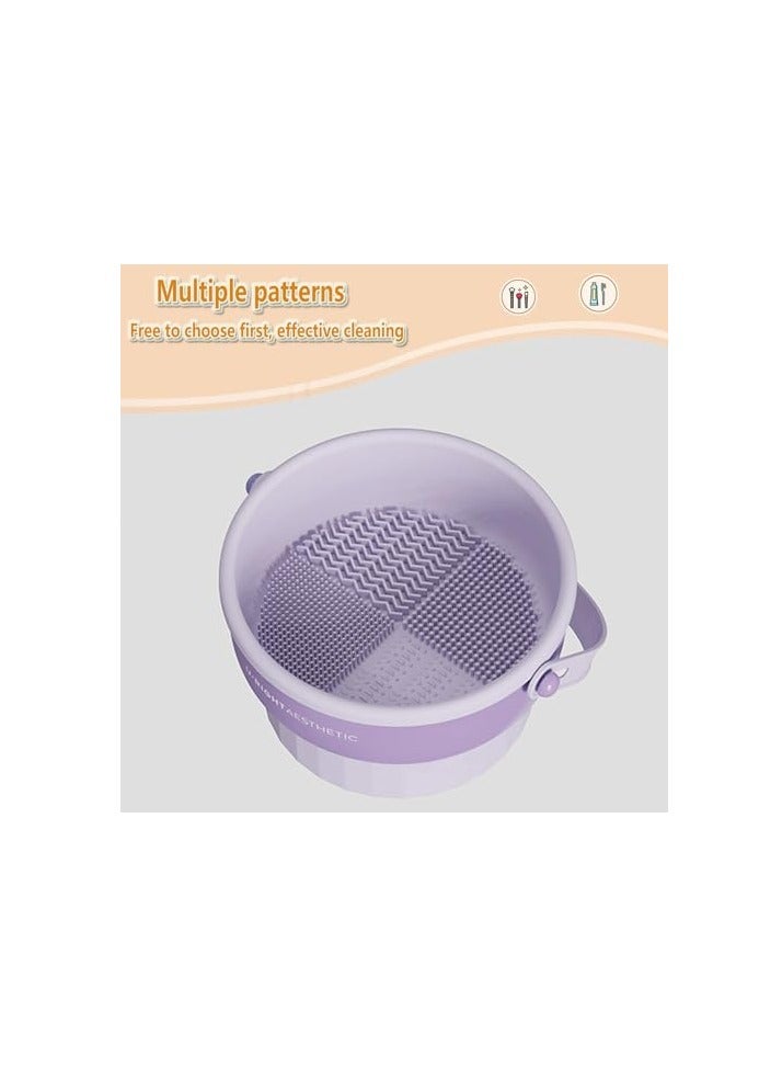 MIXDE Makeup Brush Cleaner Mat 3 in 1 Silicone Makeup Brush Cleaner Bowl with Brush Drying Holder Cosmetic Brushes Cleaning Tool Organizer for Storage & Air Dry - Image 3