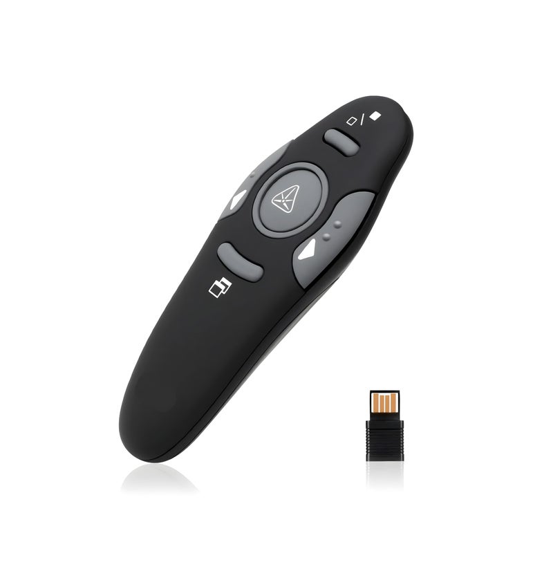 Multifunctional Wireless Remote with Laser Pointer - 2.4GHz Connection, Presentation Control, Range up to 30m - Image 1