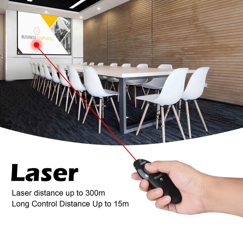 Multifunctional Wireless Remote with Laser Pointer - 2.4GHz Connection, Presentation Control, Range up to 30m - Image 3