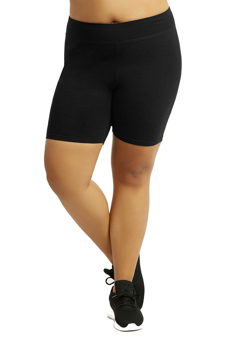 Popular Bike Shorts Women Plus Size - Soft Cotton Biker Shorts. Great Gym, Workout, Running, Yoga Shorts Black 2X - Image 1