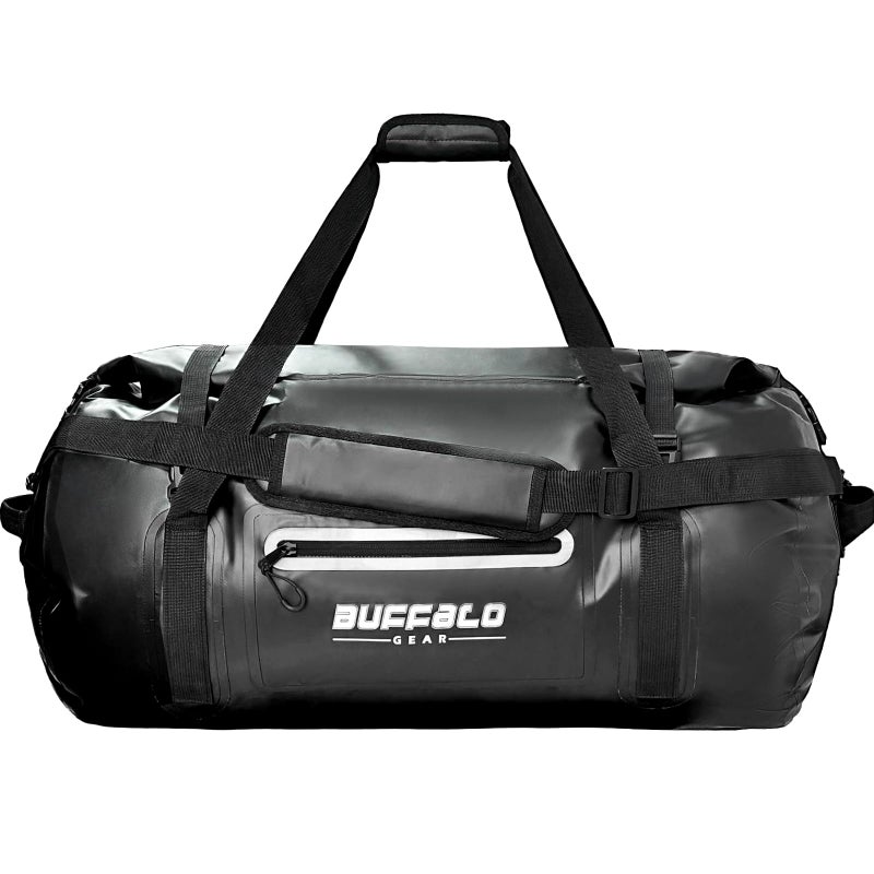 Buffalo Gear Dry Bag 80L Waterproof Duffle Bag Heavy Duty Travel Duffel Bag for Kayaking Rafting Boating FishingCamping Black