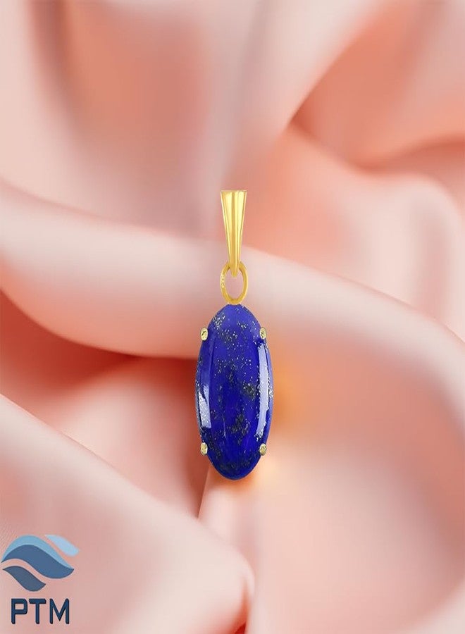 Ptm Natural Lapis Lazuli/Lajwart 7.25 Ratti or 6.5 Carat Astrological Certified Gemstone Panchdhatu/5 Metals 22k Gold Plated Pendant for Men & Women -fba2725 - Image 2