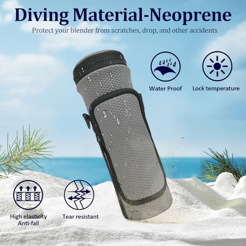 NUENSS-ROR Portable Blender Carrying Bag Case With Lid for Ninja BC151 Blast, Flip Blender Travel Insulated Sleeve With Adjustable Crossbody Strap and Accessory Pocket (Grey) - Image 4