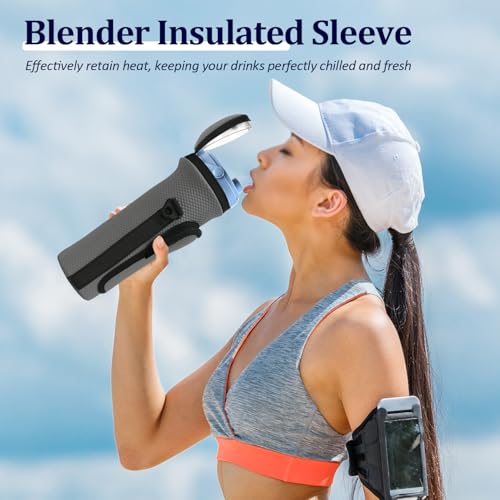 NUENSS-ROR Portable Blender Carrying Bag Case With Lid for Ninja BC151 Blast, Flip Blender Travel Insulated Sleeve With Adjustable Crossbody Strap and Accessory Pocket (Grey) - Image 3