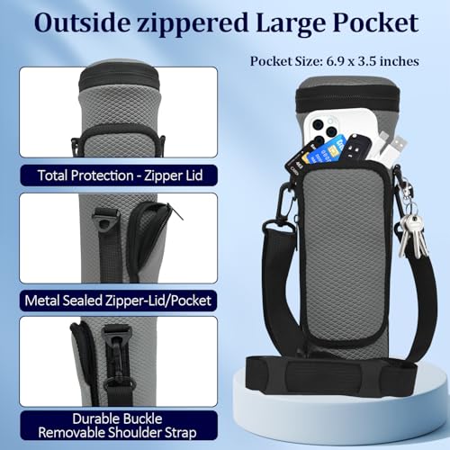 NUENSS-ROR Portable Blender Carrying Bag Case With Lid for Ninja BC151 Blast, Flip Blender Travel Insulated Sleeve With Adjustable Crossbody Strap and Accessory Pocket (Grey) - Image 5