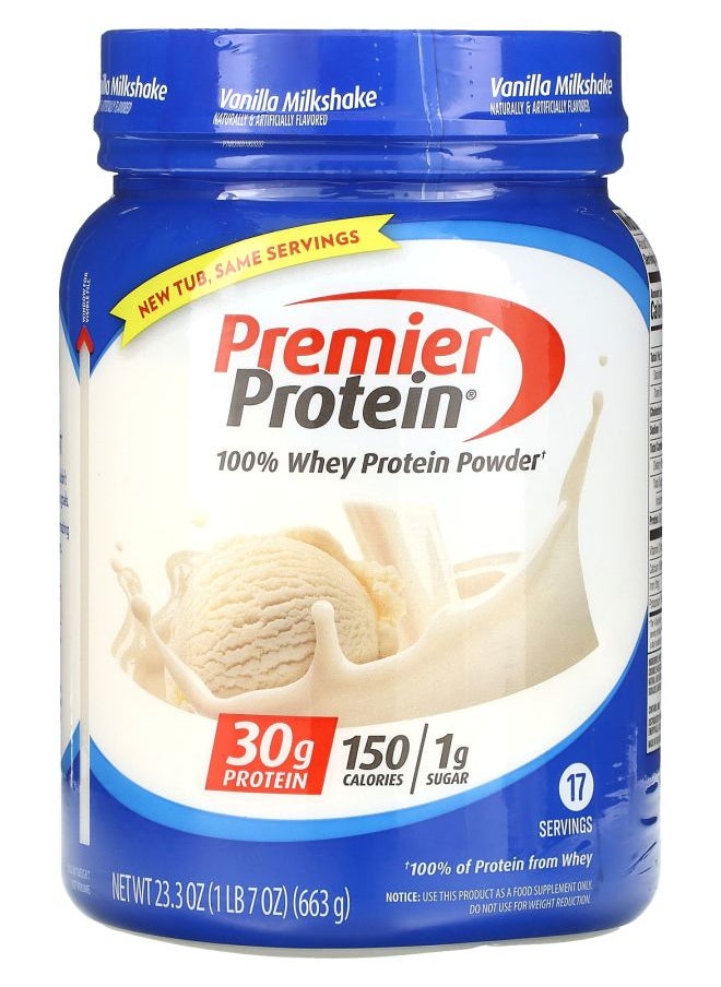 Premier Protein 100% Whey Protein Powder Vanilla Milkshake 1 lb 7 oz (663 g) 