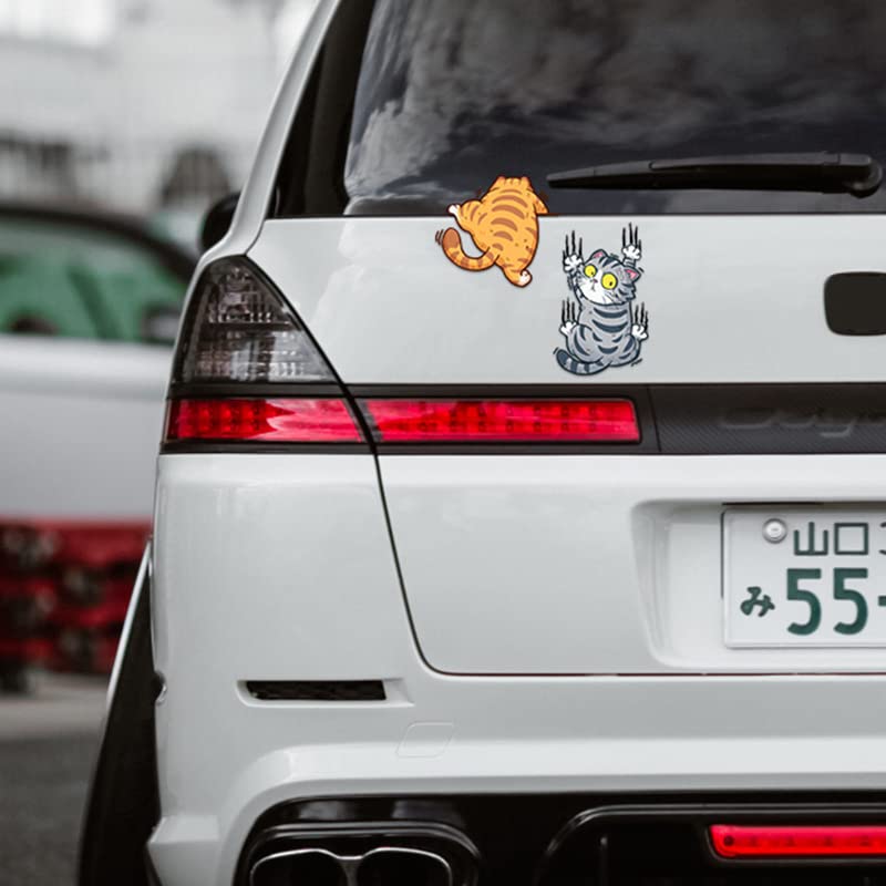 Fsforcar Scratch Cat Vinyl Car Sticker, Three Cats Scratch Cover Funny Bumper Decal for Auto, Truck, Motorcycle, Wall, Window (Medium) - Image 2