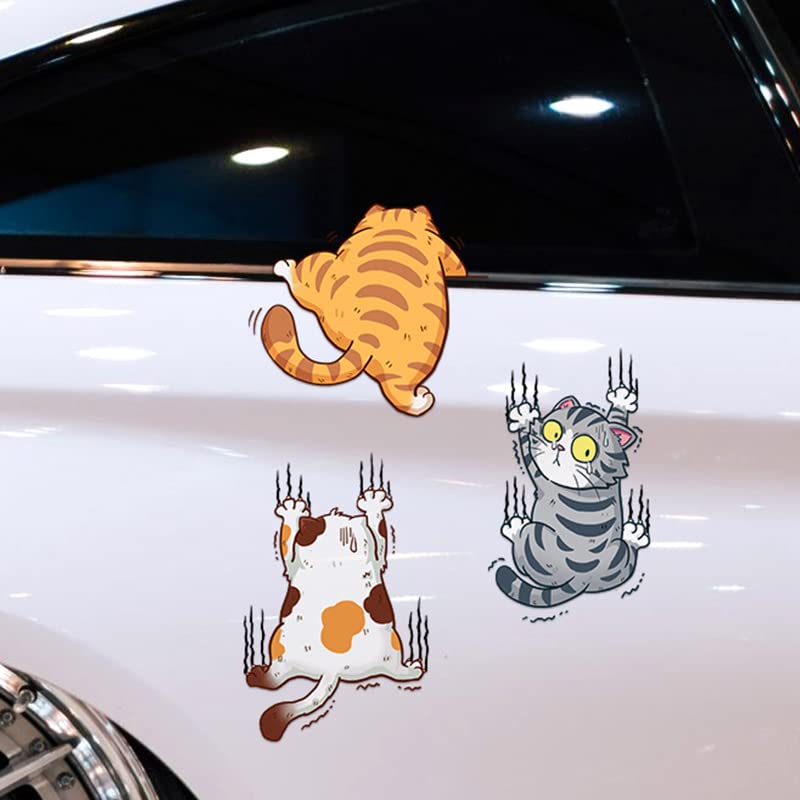 Fsforcar Scratch Cat Vinyl Car Sticker, Three Cats Scratch Cover Funny Bumper Decal for Auto, Truck, Motorcycle, Wall, Window (Medium) - Image 3