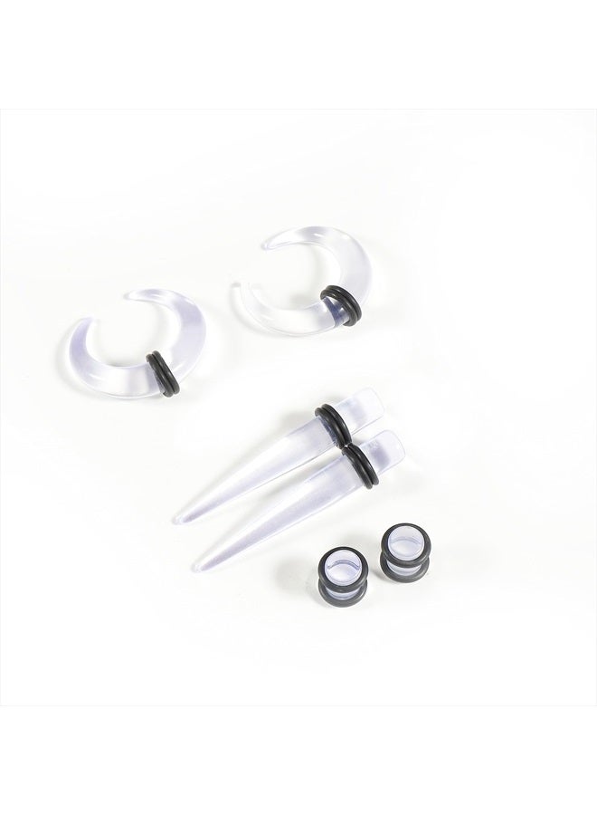 Memsion Ear Stretching Kit 54 Pieces 14G-00G Ear Gauges Expander Set Clear Acrylic Septum Piercing Kit Crescent Spiral Buffalo Tapers and Plugs for Women Men - Image 5