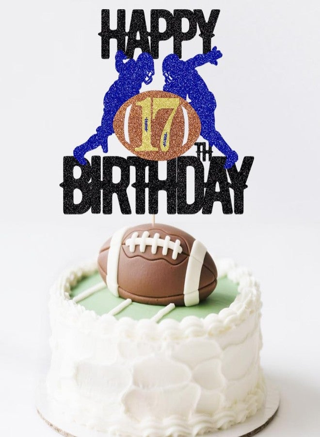 Kaoenla Football Rugby Happy 17th Birthday Cake Topper-Sport Rugby Player Scene theme seventeen/17th Birthday/Anniversary Party Decor Supplies (17th) - Image 2