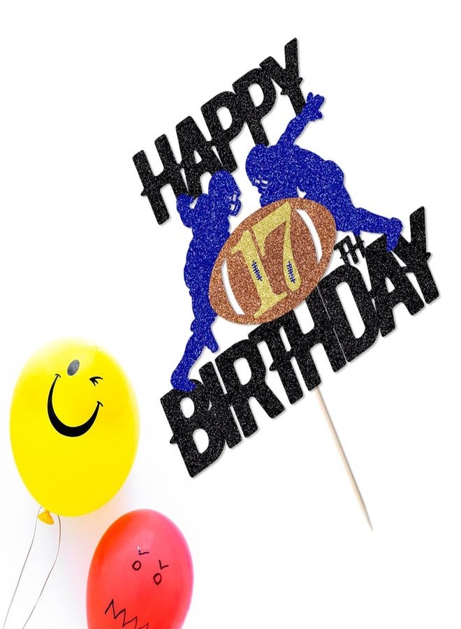 Kaoenla Football Rugby Happy 17th Birthday Cake Topper-Sport Rugby Player Scene theme seventeen/17th Birthday/Anniversary Party Decor Supplies (17th) - Image 4