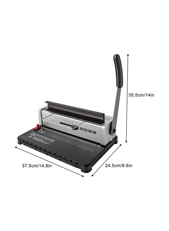 Sakulight ماكينة تجليد لـ 34 فتحة يدوية لثقب الورق ماكينة تجليد الأسلاك مع 100 قطعة حلقة ربط سلكية 3/8 بوصة للمدرسة والمكتب والمنزل وتجليد الكتب الورقية - Image 2