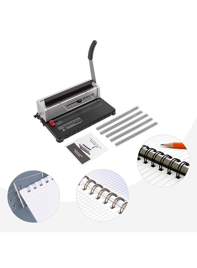 Sakulight ماكينة تجليد لـ 34 فتحة يدوية لثقب الورق ماكينة تجليد الأسلاك مع 100 قطعة حلقة ربط سلكية 3/8 بوصة للمدرسة والمكتب والمنزل وتجليد الكتب الورقية - Image 5