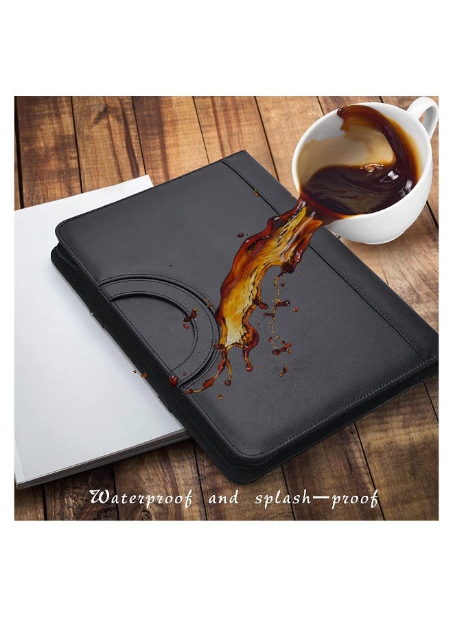 Generic Padfolio Portfolio Binder, Vegan Leather Business Portfolio Organizer with Calculator, Portfolio Bag, Zippered Portfolio Padfolio for Women & Men (Black)  - Image 2