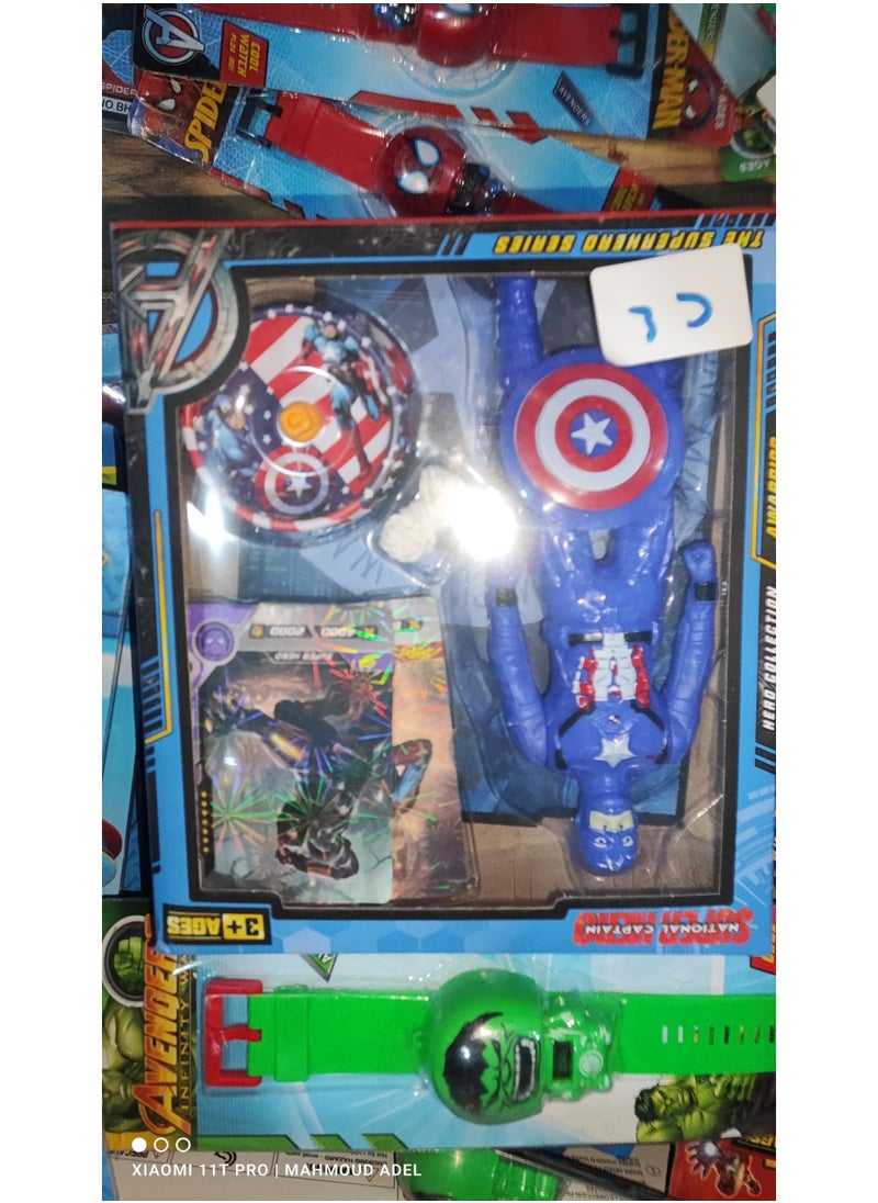 MARVEL Captain America Superhero with Shield and Battle Spinner - Realistic Action Figure, Iconic Shield, and Spinner for Action - Highly Detailed and Accurate Captain America Figure, Blue Design _ Movable Action Figure _ Captain America Toy _ Superhero Figure children"s games_ cartoon characters  - Image 1