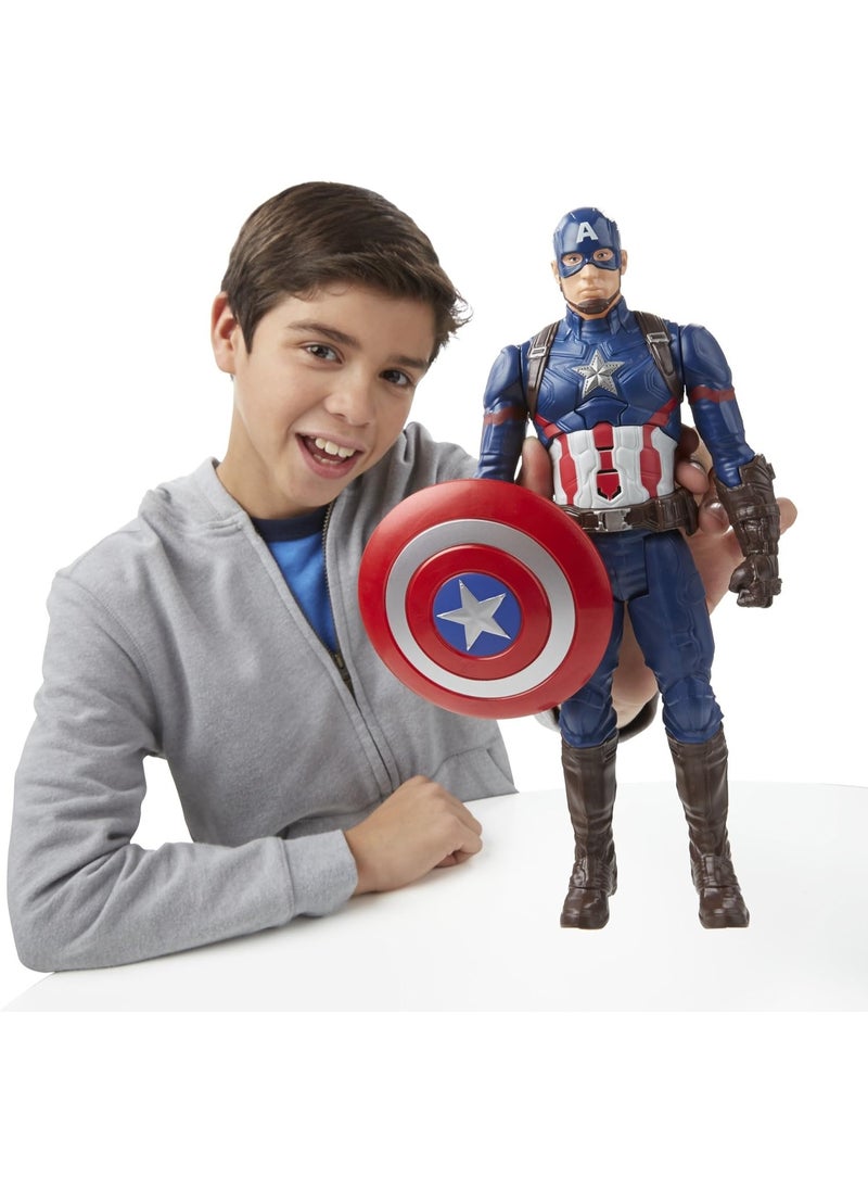 MARVEL Captain America Superhero with Shield and Battle Spinner - Realistic Action Figure, Iconic Shield, and Spinner for Action - Highly Detailed and Accurate Captain America Figure, Blue Design _ Movable Action Figure _ Captain America Toy _ Superhero Figure children"s games_ cartoon characters  - Image 4