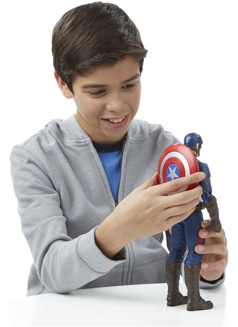 MARVEL Captain America Superhero with Shield and Battle Spinner - Realistic Action Figure, Iconic Shield, and Spinner for Action - Highly Detailed and Accurate Captain America Figure, Blue Design _ Movable Action Figure _ Captain America Toy _ Superhero Figure children"s games_ cartoon characters  - Image 5