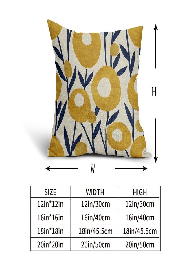 Aytipun Navy Blue Yellow Floral Pillow Covers 18x18 Set of 2 Boho Flower Pattern Decorative Throw Pillowcases Outdoor Rustic Farmhouse Square Cushion Cases Decor for Home Couch Sofa Bed - Image 5