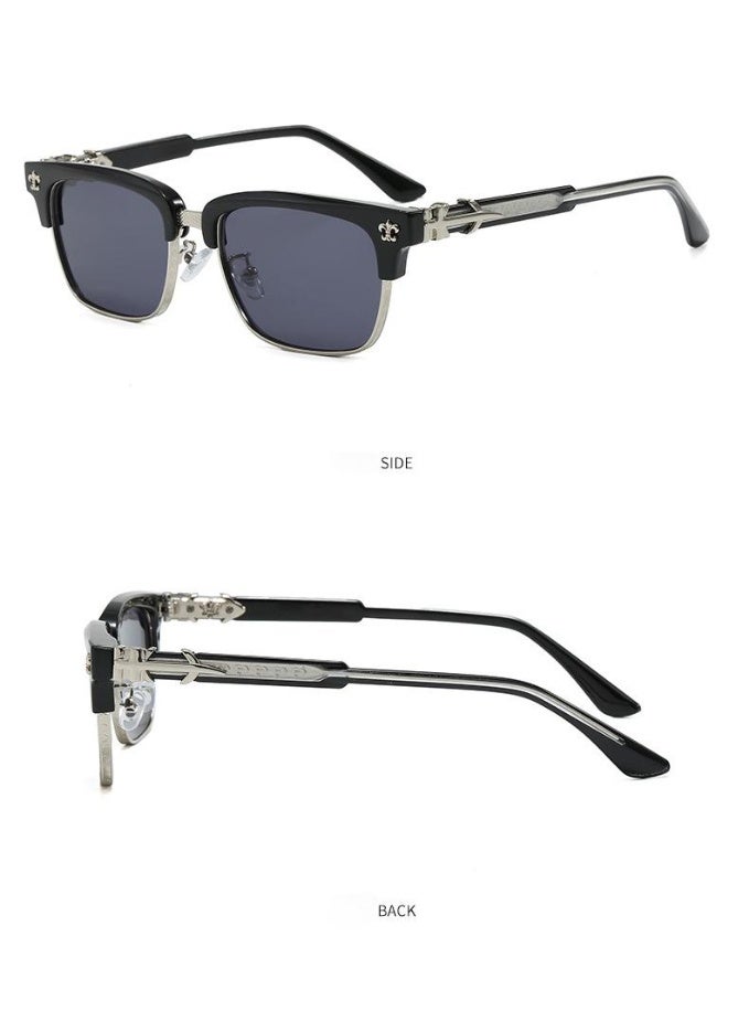 Veil Unisex Black Silver Frame Anti-Blue Light PC Glasses with Gray Lenses - Anti-Glare & Comfortable Non-Slip Nose Pads - Image 3